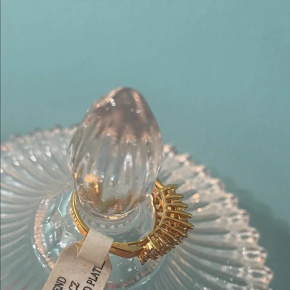 14KT Gold Plated 3 Row CZ Ring - Picture 7 of 9